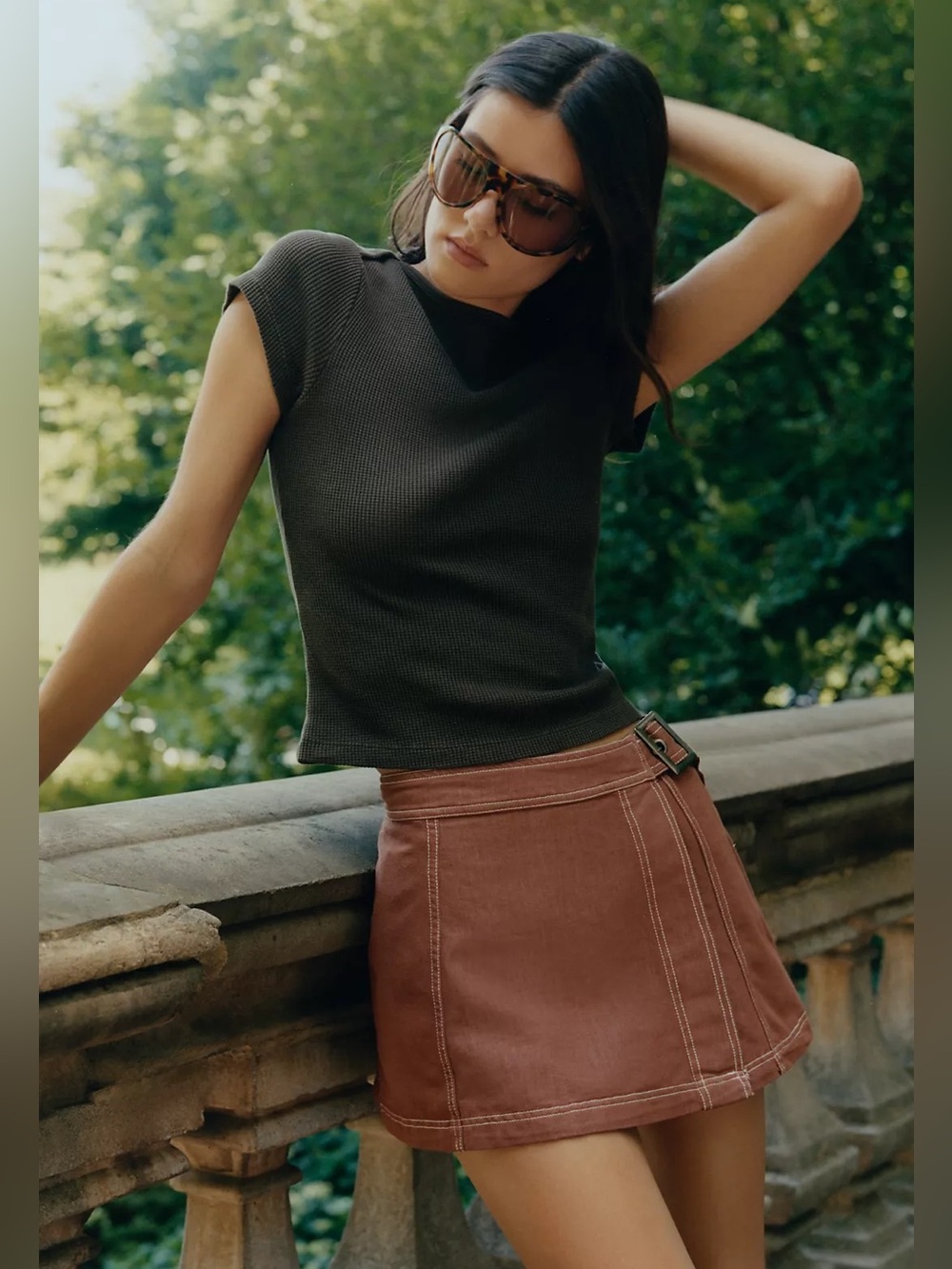 Pilcro Belted Wrap Skort